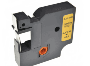 סרט תואם DYMO 45023 דימו 12מ”מ/ 7מ’ שחור על רקע זהב