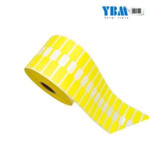 מדבקה פרפר פוליפרופילן צהוב אריגת דבק 57/10ממ 3,000בגליל