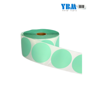 מדבקה עגולה פוליפרופילן תרמי ירוק בהיר 50ממ 1,000 בגליל