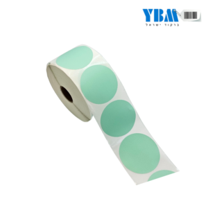מדבקה עגולה פוליפרופילן תרמי ירוק בהיר 50ממ 1,000 בגליל