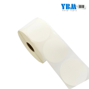 מדבקה עגולה פוליפרופילן תרמי לבן 50ממ 1,000 בגליל