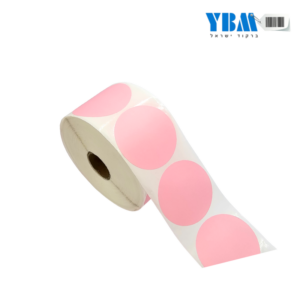 מדבקה עגולה פוליפרופילן תרמי ורוד 50ממ 1,000 בגליל