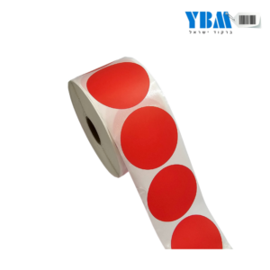 מדבקה עגולה פוליפרופילן תרמי אדום 50ממ 1,000 בגליל