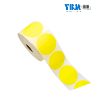 מדבקה עגולה פוליפרופילן תרמי צהוב 50ממ 1,000 בגליל