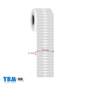 מדבקה פרפר פוליפרופילן תרמי כסף מט 75/11ממ 2,000 בגליל